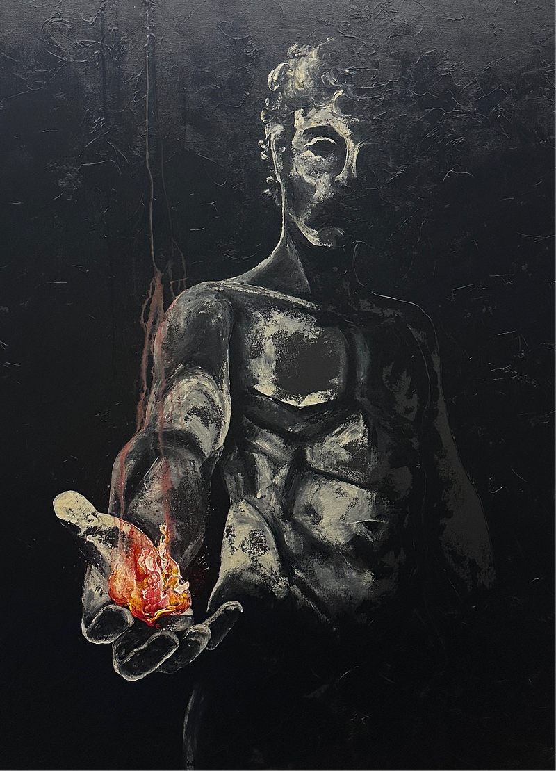 Prometheus Drawing Reference Prometheus - 30x40 Original Mythology Painting | Invadergirl Art