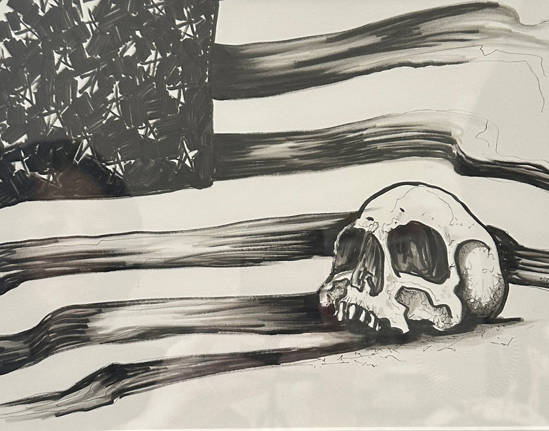 Sketch flag and skull