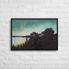 Fighting in the Badlands Framed canvas