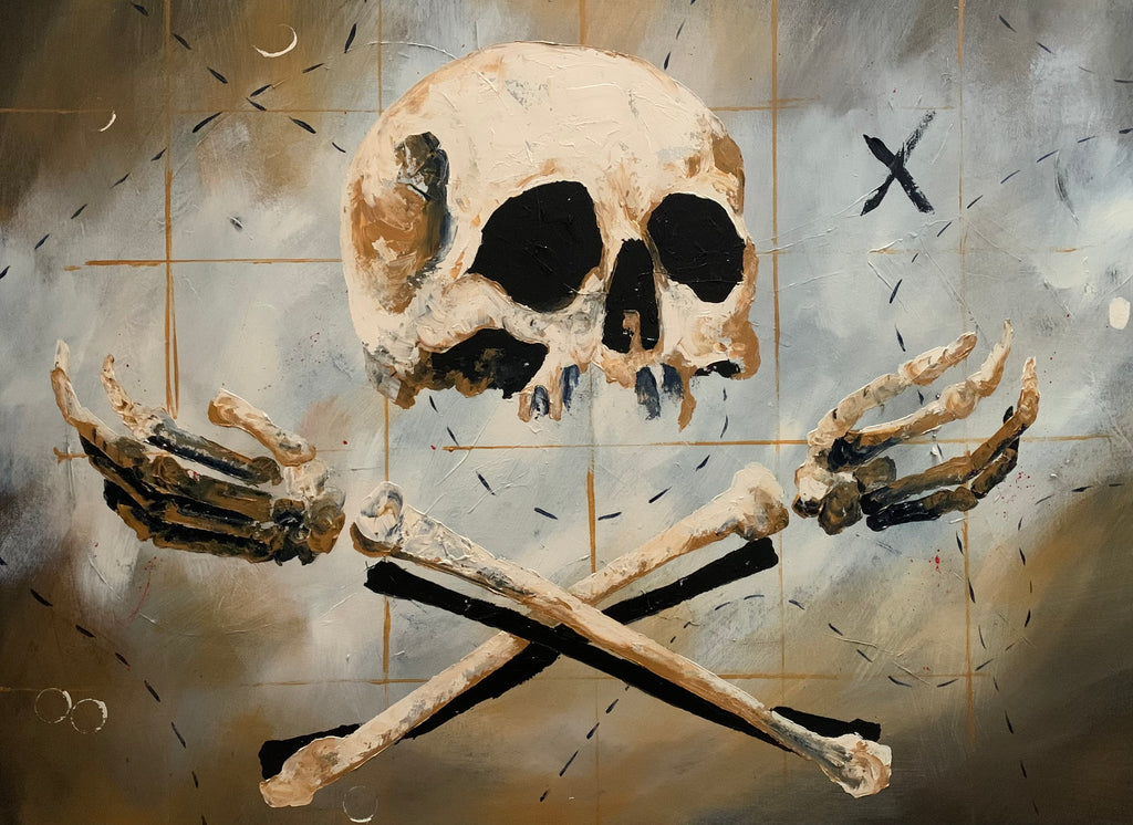 30x40 inch canvas, old world map, skull and crossbones, pirate map, fine art, acrylicpainting