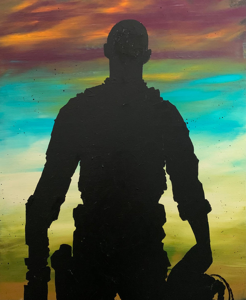 Rough men stand ready, modern war art for your office, gym or home. Acrylic painting ready to hang.